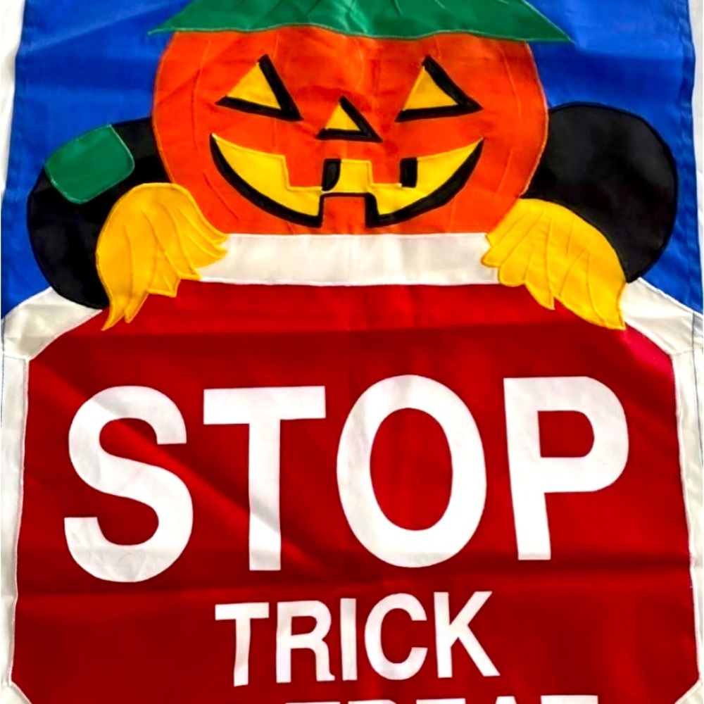 HALLOWEEN PUMPKIN APPLIQUED FLAG BANNER HEAVY NYLON 28" X 40”